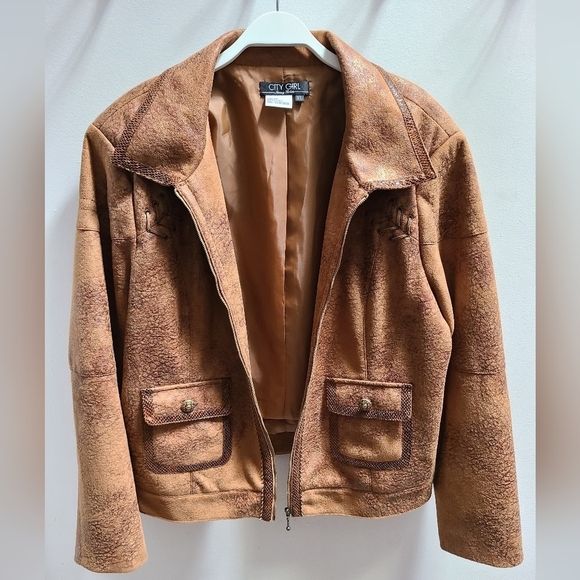 CITY Girl by Nancy Bolen Vintage 80's Western Style Faux Leather Jacket - SizeXL - Picture 3 of 13